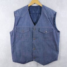 画像2: 70's Hansa-Branta by STEARNS リバーシブル ダウン×バットダイデニムベスト L (2)