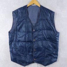 画像1: 70's Hansa-Branta by STEARNS リバーシブル ダウン×バットダイデニムベスト L (1)