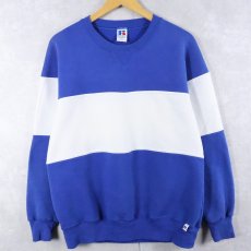 画像1: 90's RUSSELL ATHLETIC USA製 2トーン 前V スウェット XL (1)
