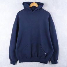画像1: 90's RUSSELL ATHLETIC USA製 無地スウェットフーディー NAVY XXL (1)