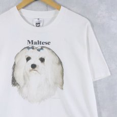 画像1: 90's USA製 "Maltese" 犬プリントTシャツ M (1)