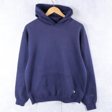 画像1: 80's RUSSELL ATHLETIC USA製 無地スウェットフーディー NAVY L (1)