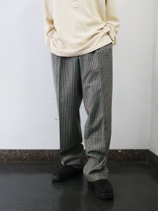 画像1: W J STAMM チェック柄 2タック ウールスラックス W35 (1)