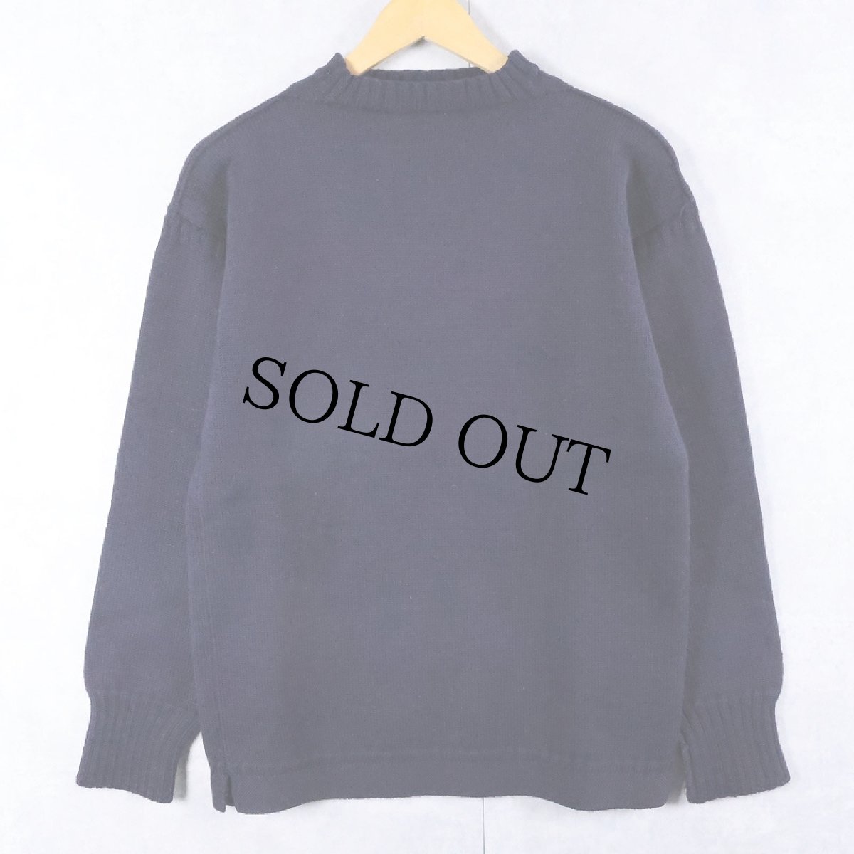 画像1: 【SALE】 VINTAGE ウールガンジーニットセーター NAVY  (1)