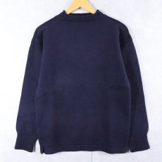 画像1: VINTAGE ウールガンジーニットセーター NAVY  (1)