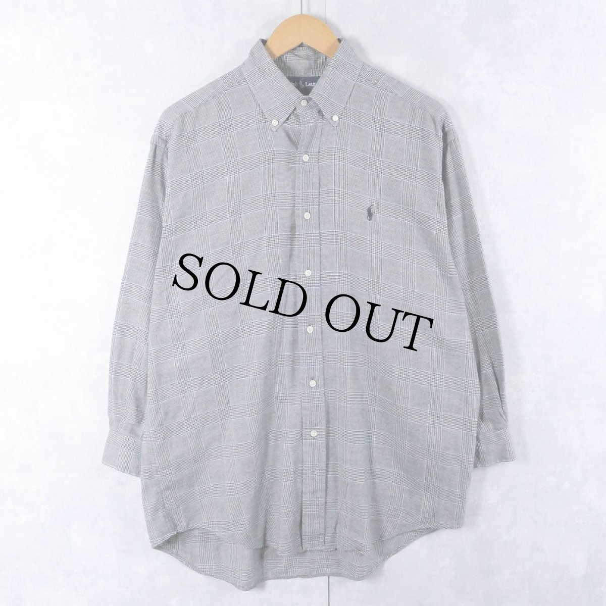 画像1: Ralph Lauren "BLAIRE" グレンチェック柄 コットンボタンダウンシャツ M (1)