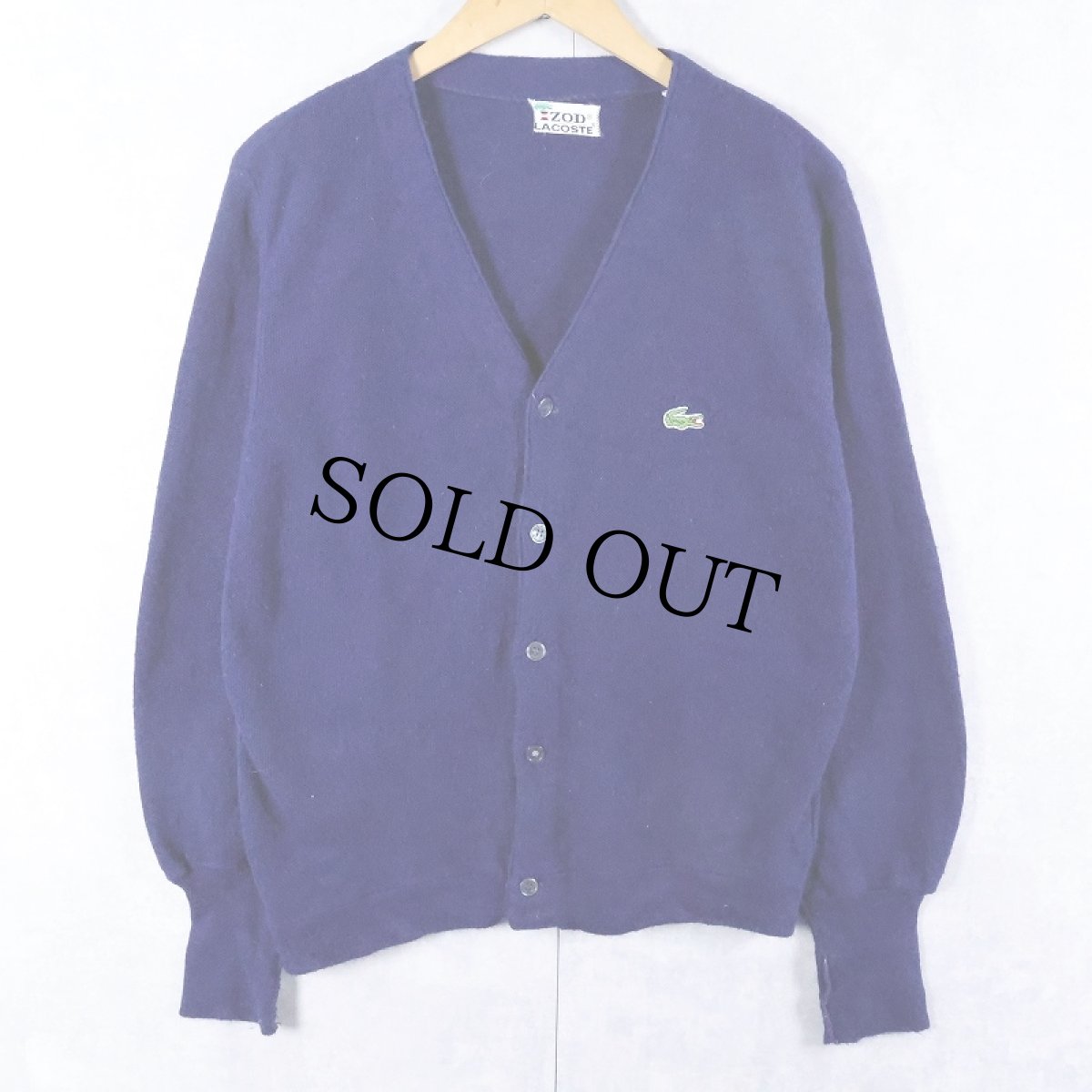 画像1: 70's IZOD LACOSTE アクリルニットカーディガン S (1)