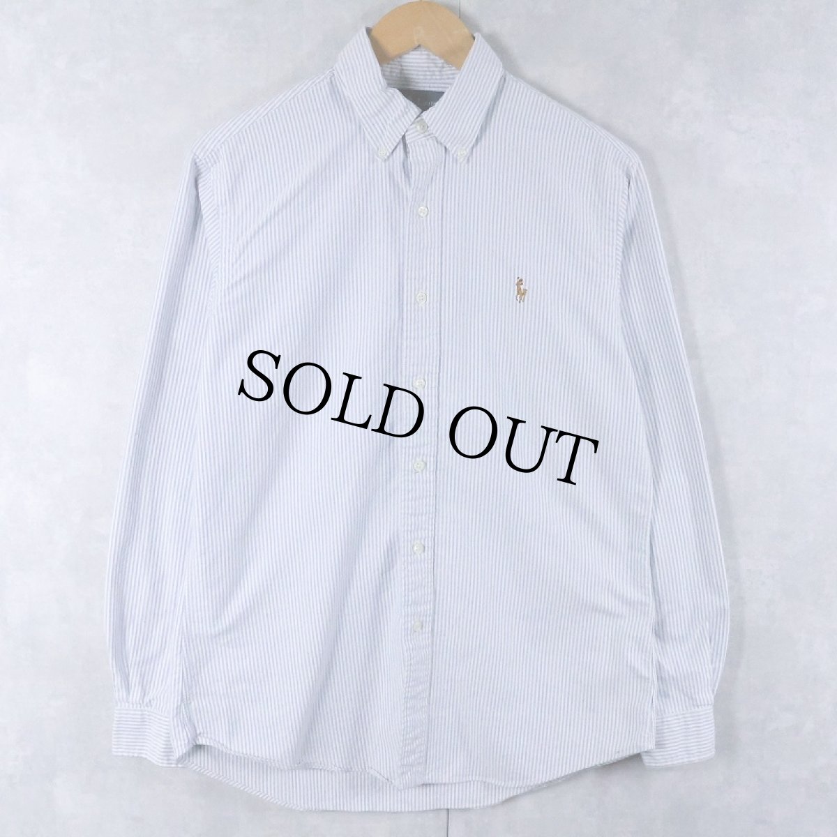 画像1: Ralph Lauren "CUSTOM FIT" ストライプ柄 コットンボタンダウンシャツ M (1)