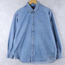 画像1: POLO Ralph Lauren ロゴ刺繍 "The Big Shirt" デニムボタンダウンシャツ size12 (1)