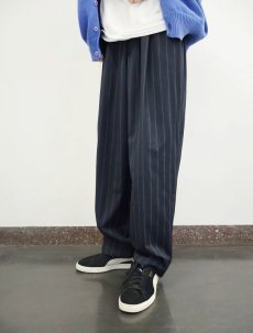 画像1: ストライプ柄 1タックスラックス NAVY W38 (1)