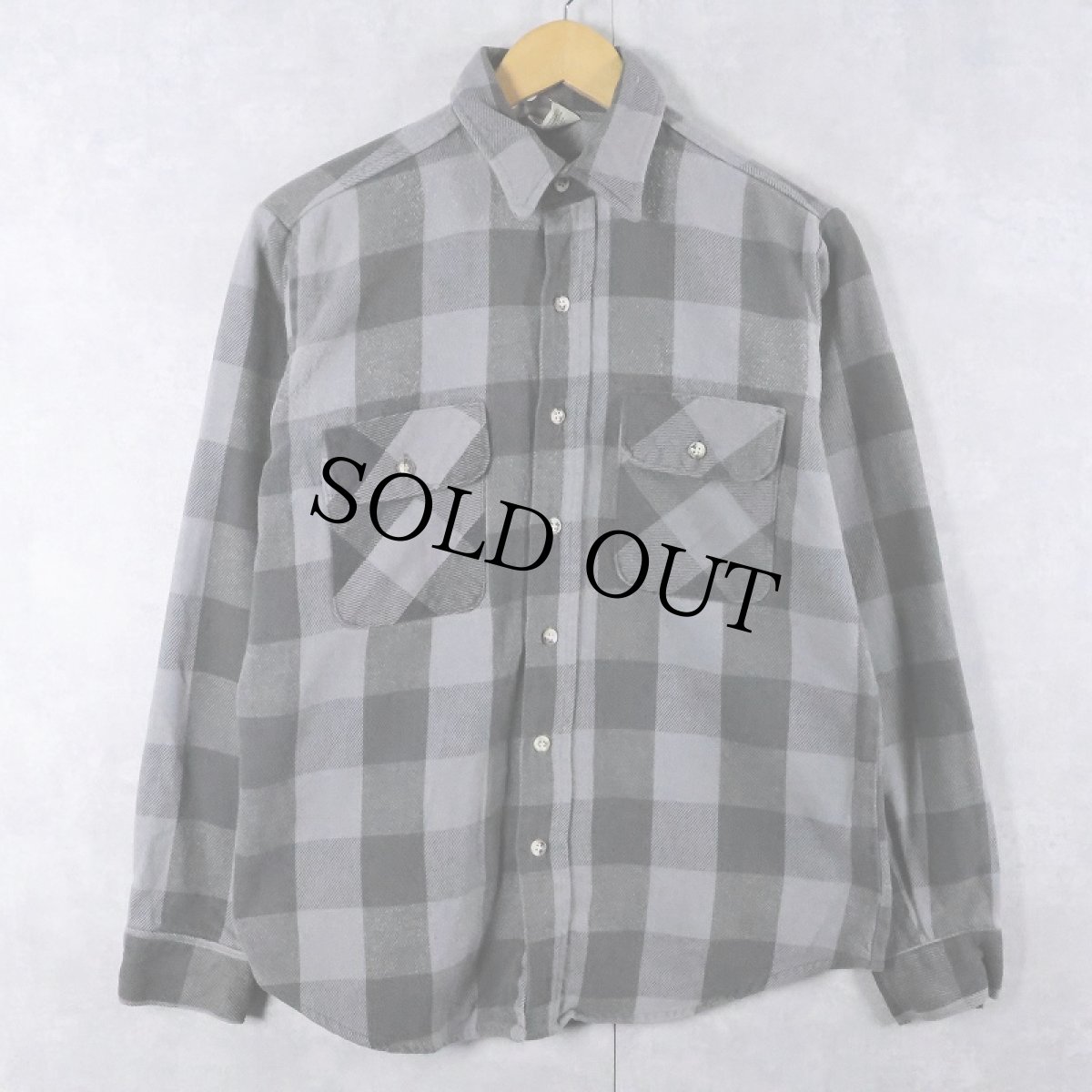 画像1: 90's FIVE BROTHER ブロックチェック柄 ヘビーネルシャツ M (1)
