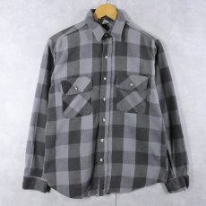 画像1: 90's FIVE BROTHER ブロックチェック柄 ヘビーネルシャツ M (1)
