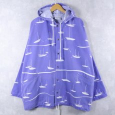 画像1: 90's MICHIGAN RAG CO. USA製 ヨット柄 コットンポリ プリントパーカー XL (1)