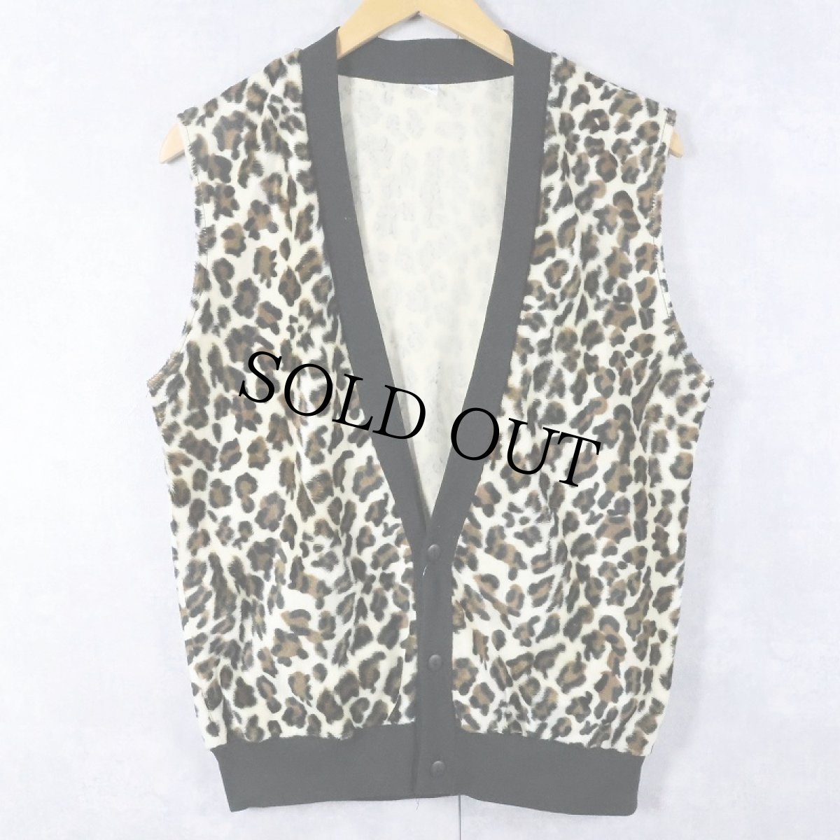 画像1: 90's〜 USA製 レオパード柄 ベロアベスト S (1)