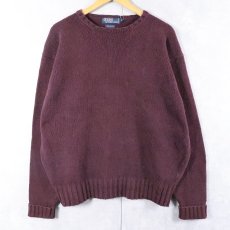 画像1: POLO Ralph Lauren ロゴ刺繍 コットンニットセーター L (1)
