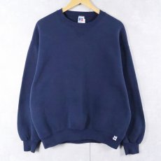 画像1: 90's RUSSELL ATHLETIC USA製 前V 無地スウェット NAVY L (1)
