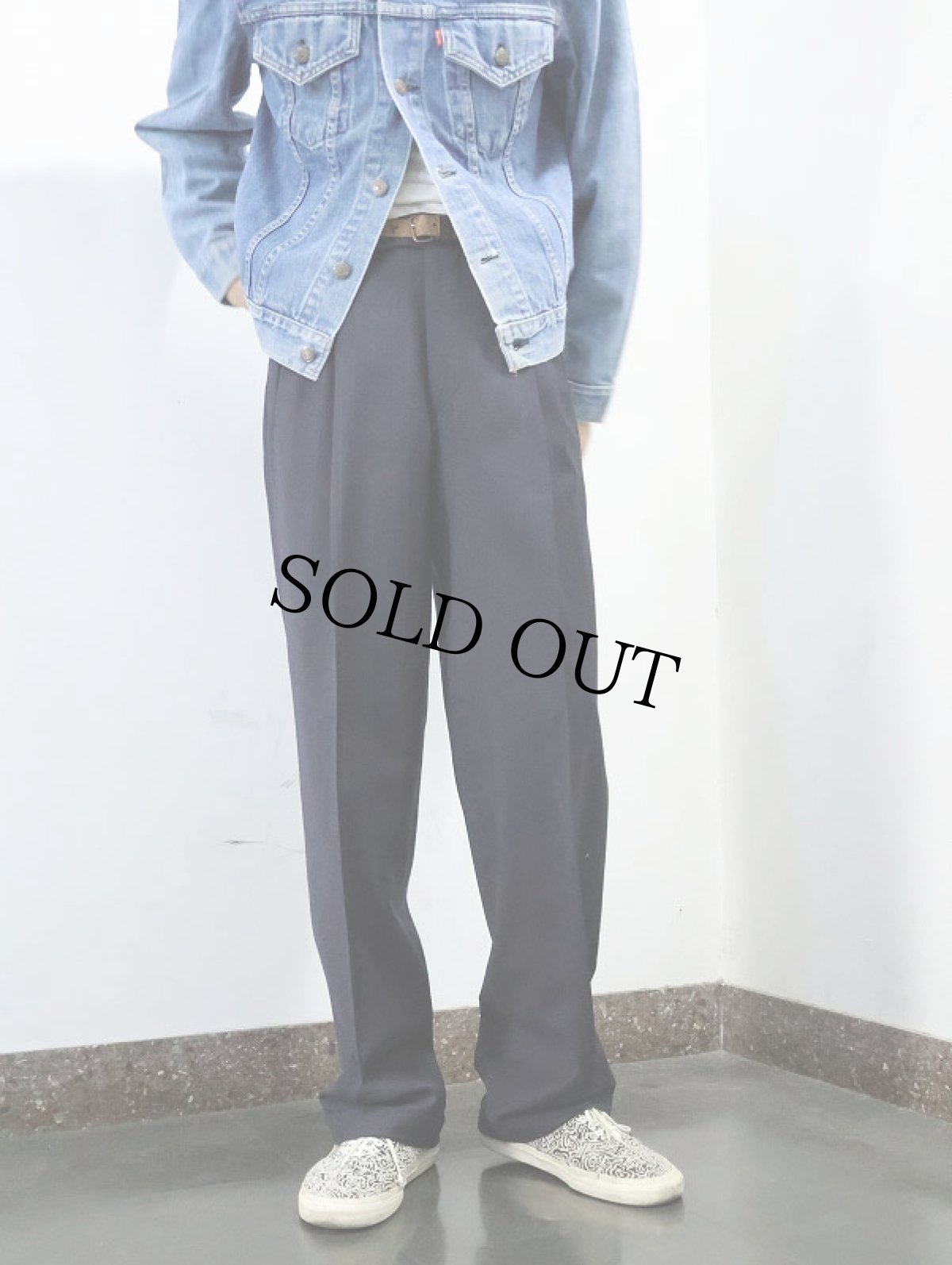 画像1: POLO Ralph Lauren ピンストライプ柄 2タック スラックス NAVY (1)