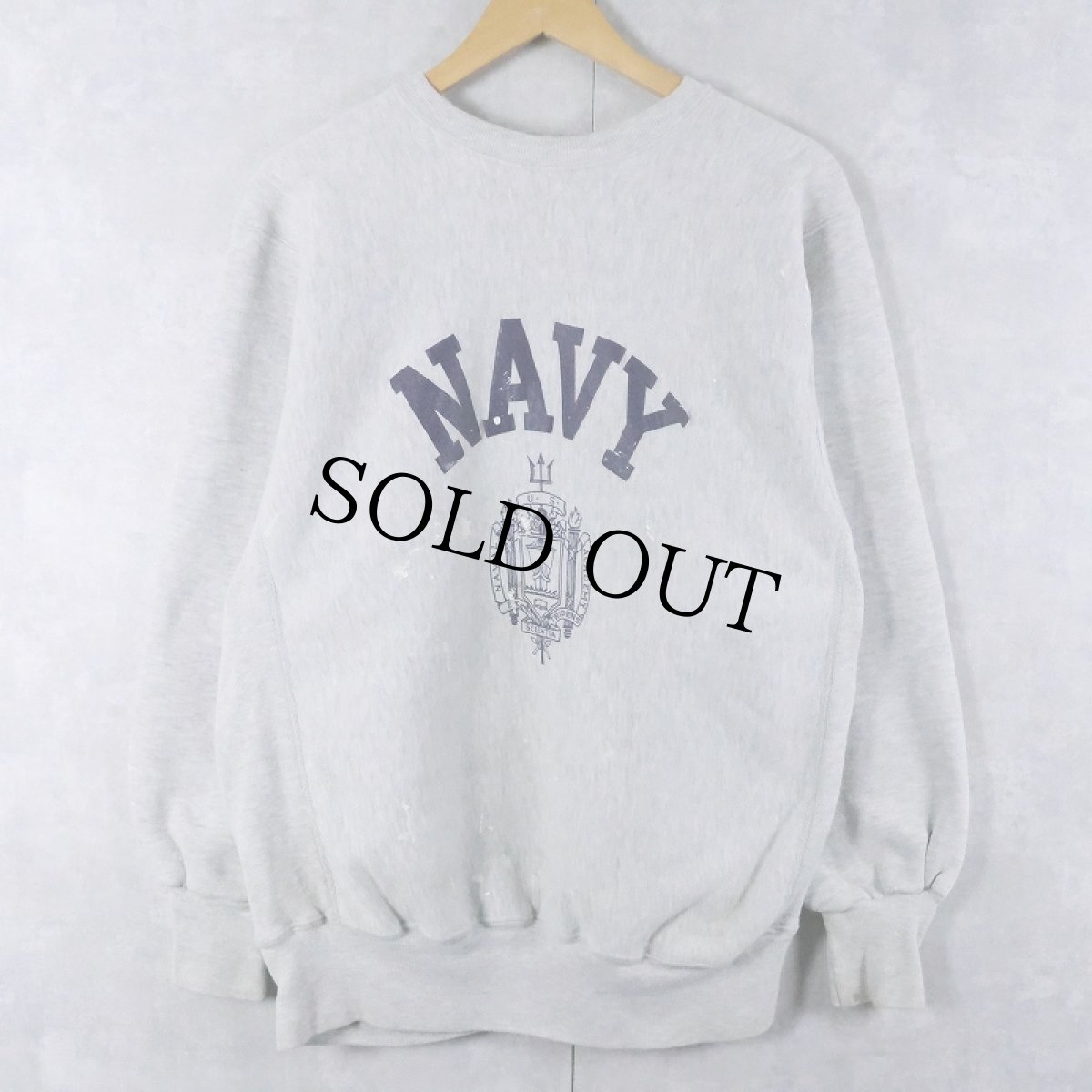画像1: 90's MVP USA製 REVERSE WEAVE TYPE "NAVY" プリントスウェット L (1)