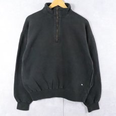 画像1: 90's RUSSELL ATHLETIC USA製 "HIGH COTTON" ハーフジップスウェット BLACK L (1)