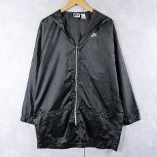 画像1: 90's NIKE "ELITE" ポリエステル フーデッドジップジャケット BLACK M (1)