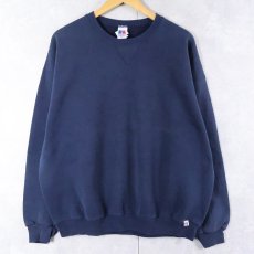 画像1: 90's RUSSELL ATHLETIC 前V 無地スウェット NAVY XXL (1)