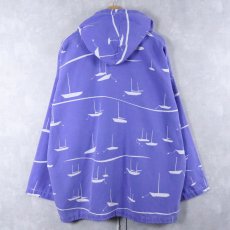 画像2: 90's MICHIGAN RAG CO. USA製 ヨット柄 コットンポリ プリントパーカー XL (2)