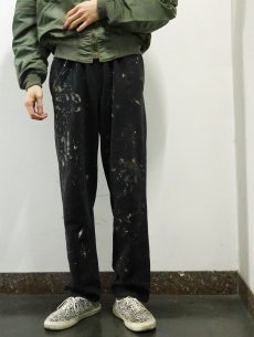 画像1: Champion ロゴ刺繍 ペンキペイント スウェットパンツ BLACK M (1)