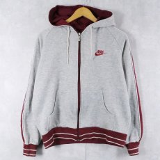 画像1: 80's NIKE 銀タグ ロゴ刺繍 スウェットジップパーカー L (1)