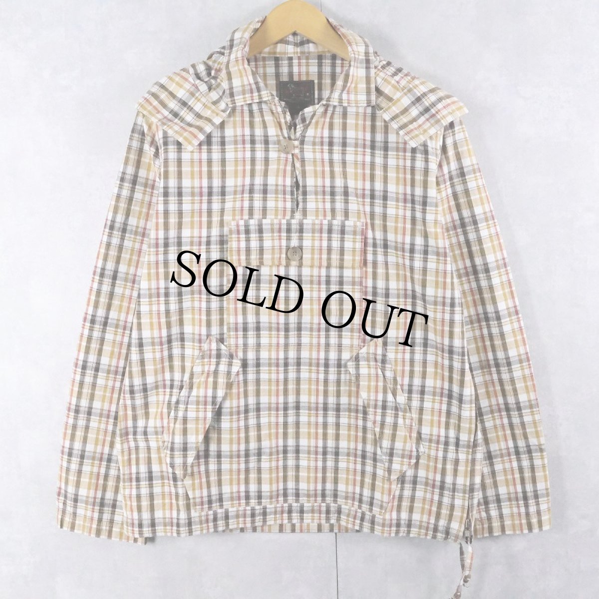 画像1: Woolrich USA製 チェック柄 コットン アノラックパーカー S (1)