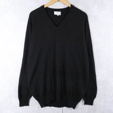 画像1: CF Cashmere Vネック カシミヤニットセーター BLACK XL (1)