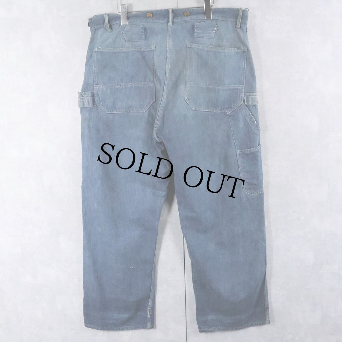 画像2: 40's HERUCLES シンチバック デニムペインターパンツ W40 (2)