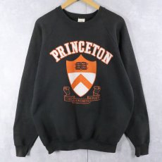 画像1: 90's USA製 "PRINCETON" プリントスウェット BLACK XL (1)