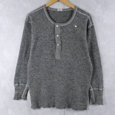 画像1: 〜80's STANFIELD'S CANADA製 ヘンリーネック ウール×アクリル ニットセーター S (1)