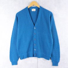 画像1: 60〜70's SEARS SPORTSWEAR ケーブル編み アクリルニットカーディガン L (1)
