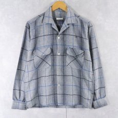 画像1: 60〜70's チェック柄 ウールオープンカラーシャツ (1)