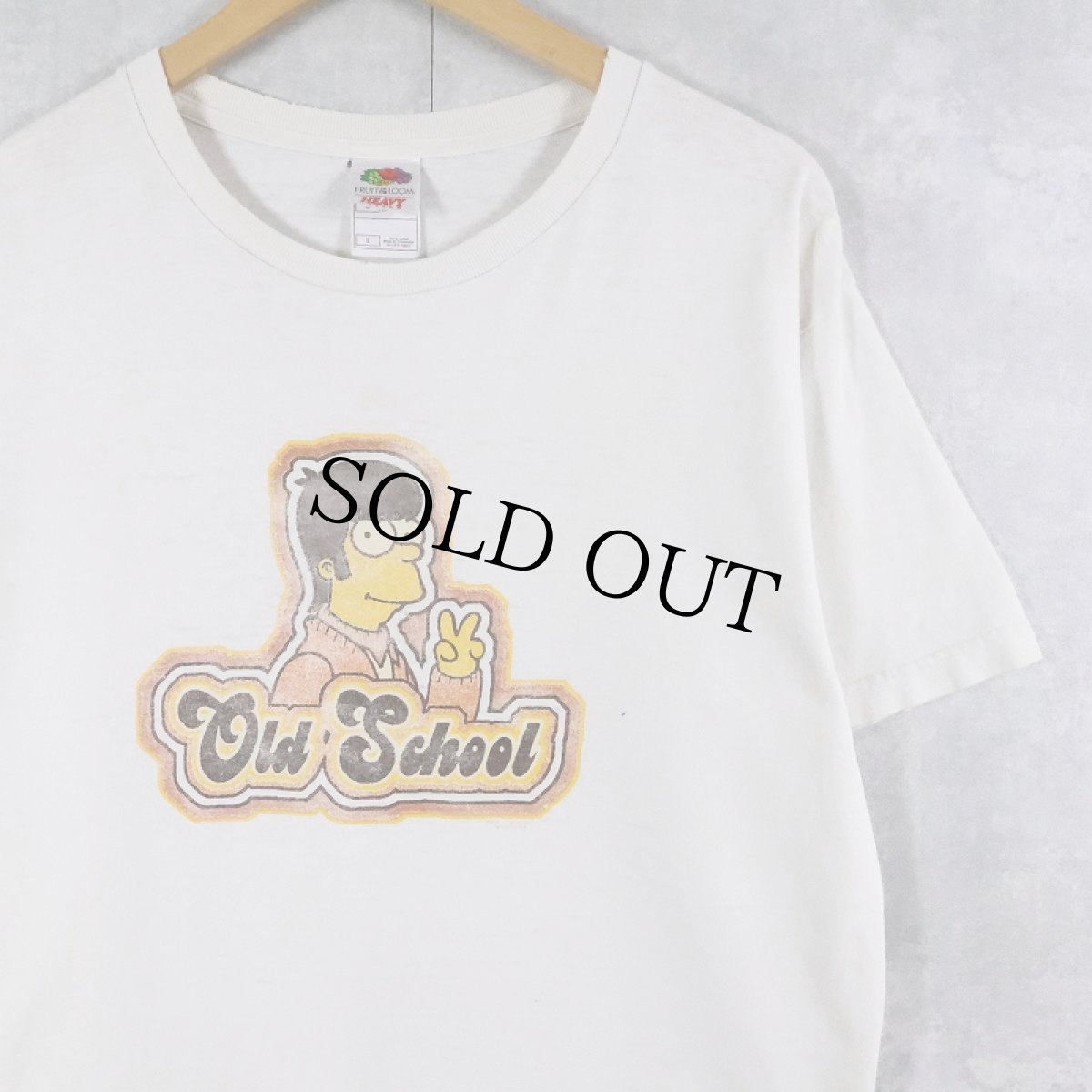 画像1: SIMPSONS "Old School" キャラクタープリントTシャツ L (1)
