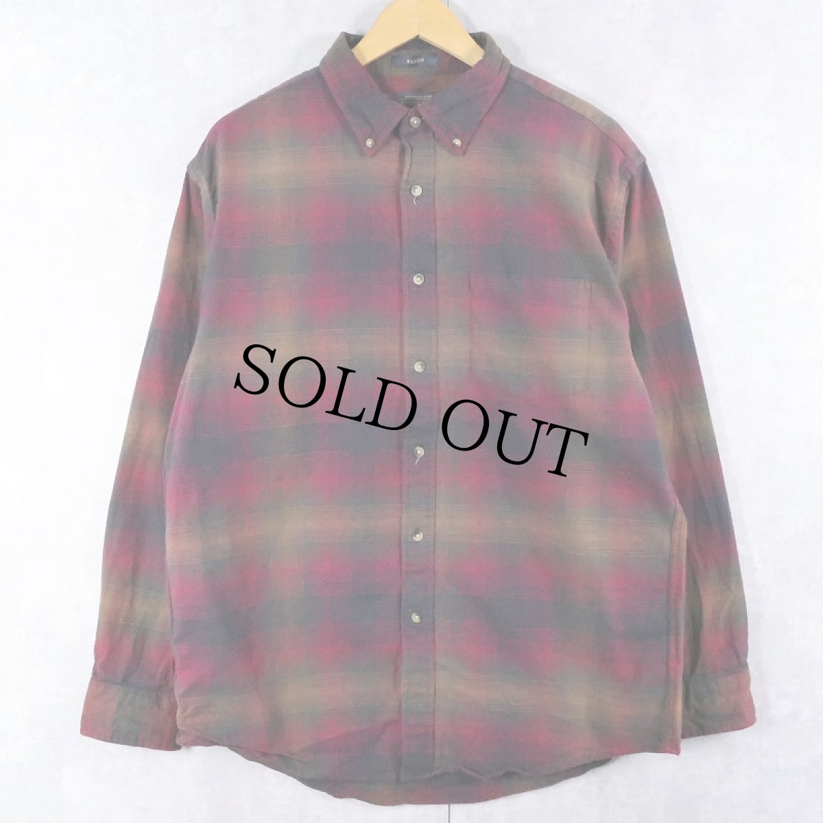 画像1: PENDLETON "MASON" オンブレーチェック柄 コットンボタンダウンシャツ L (1)