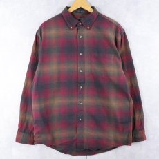 画像1: PENDLETON "MASON" オンブレーチェック柄 コットンボタンダウンシャツ L (1)
