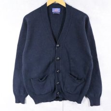 画像1: 80's PENDLETON Country Traditionals ウールニットカーディガン NAVY XL (1)