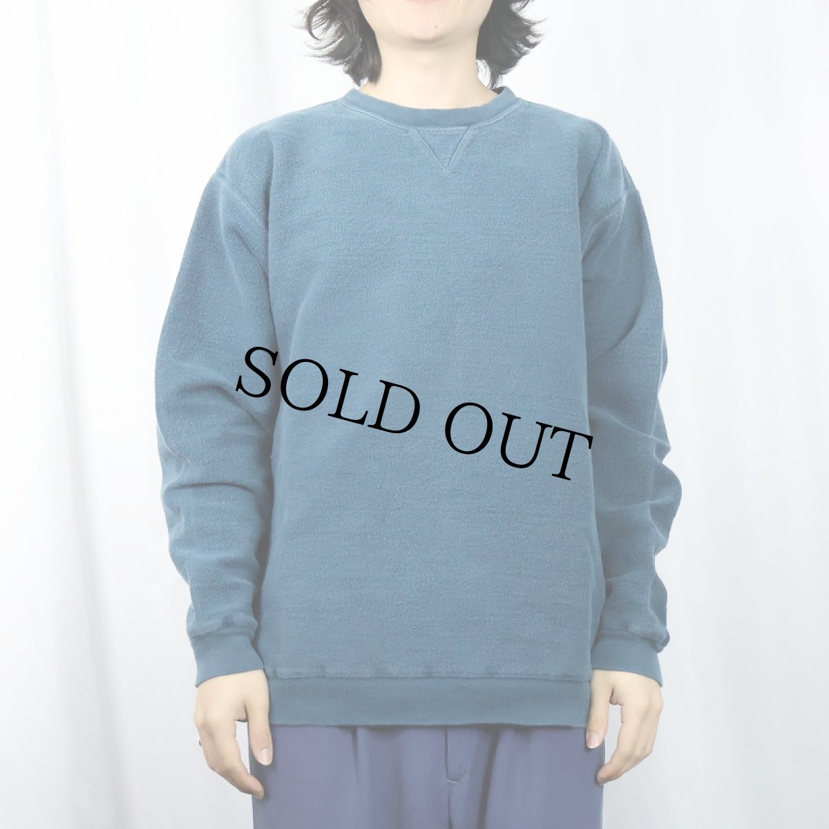 画像2: 90's LANDS'END USA製 前V 鹿の子スウェット XL (2)
