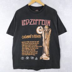 画像1: LED ZEPPELIN "Stairway to Heaven" ロックバンドプリントTシャツ BALCK L (1)