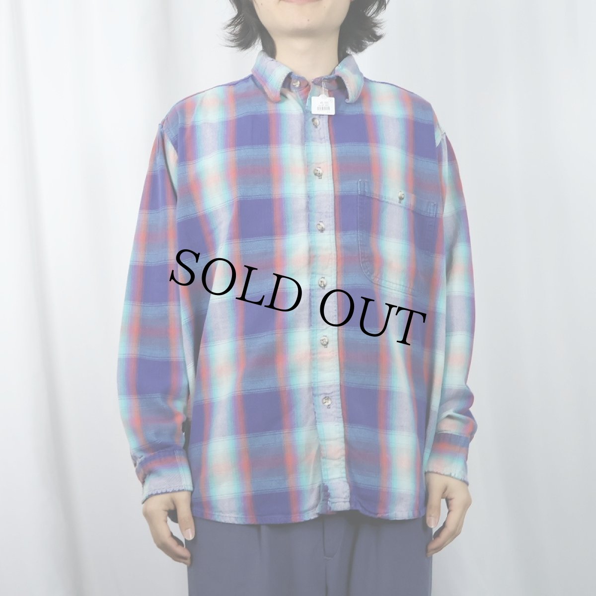 画像2: OSHKOSH B'GOSH USA製 オンブレーチェック柄 ヘビーネルシャツ XL (2)