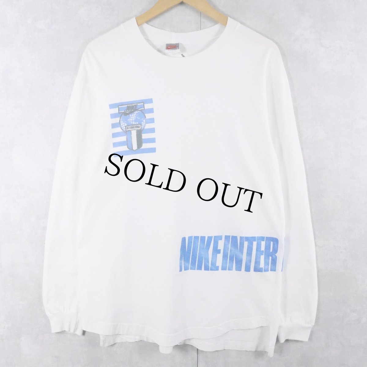 画像1: 90's NIKE 銀タグ USA製 "International" プリントロンT L (1)