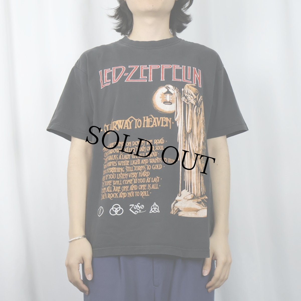 画像2: LED ZEPPELIN "Stairway to Heaven" ロックバンドプリントTシャツ BALCK L (2)