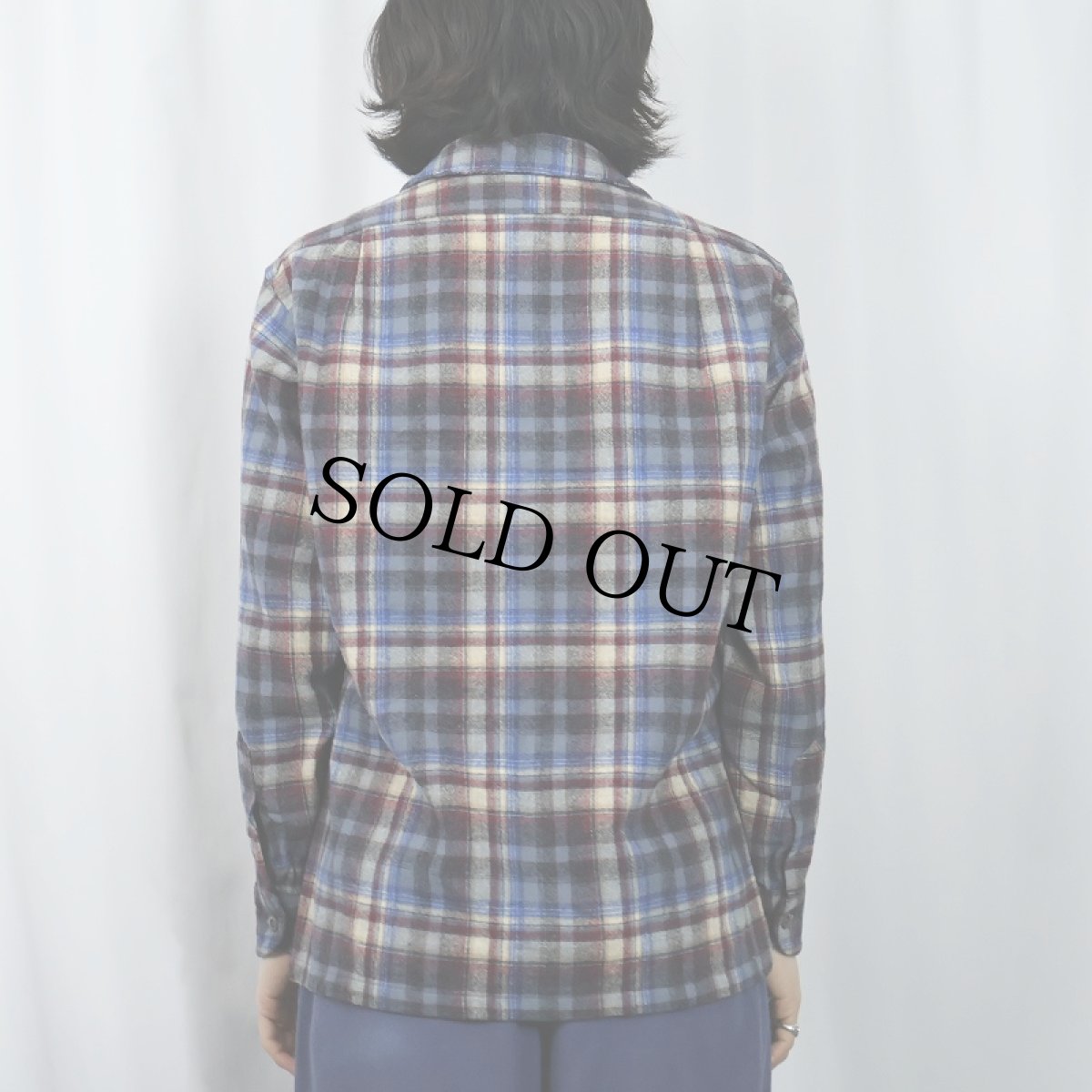 画像3: 70's PENDLETON USA製 チェック柄 ウールオープンカラーシャツ M (3)