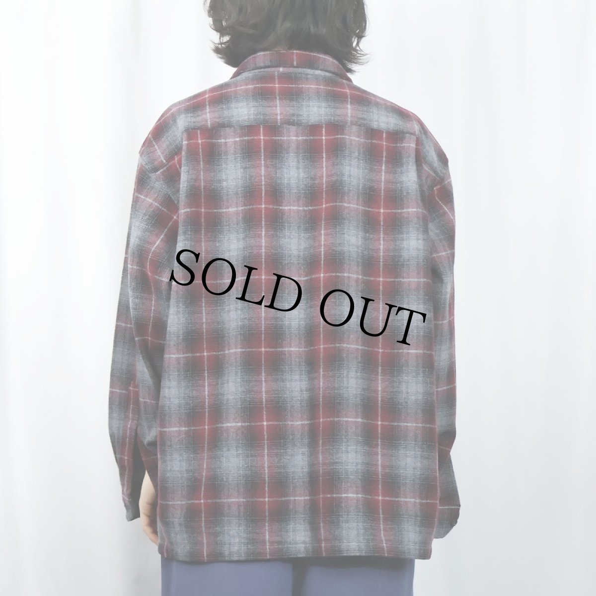 画像3: PENDLETON オンブレーチェック柄 ウールオープンカラーシャツ XL (3)