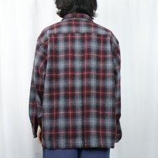 画像3: PENDLETON オンブレーチェック柄 ウールオープンカラーシャツ XL (3)