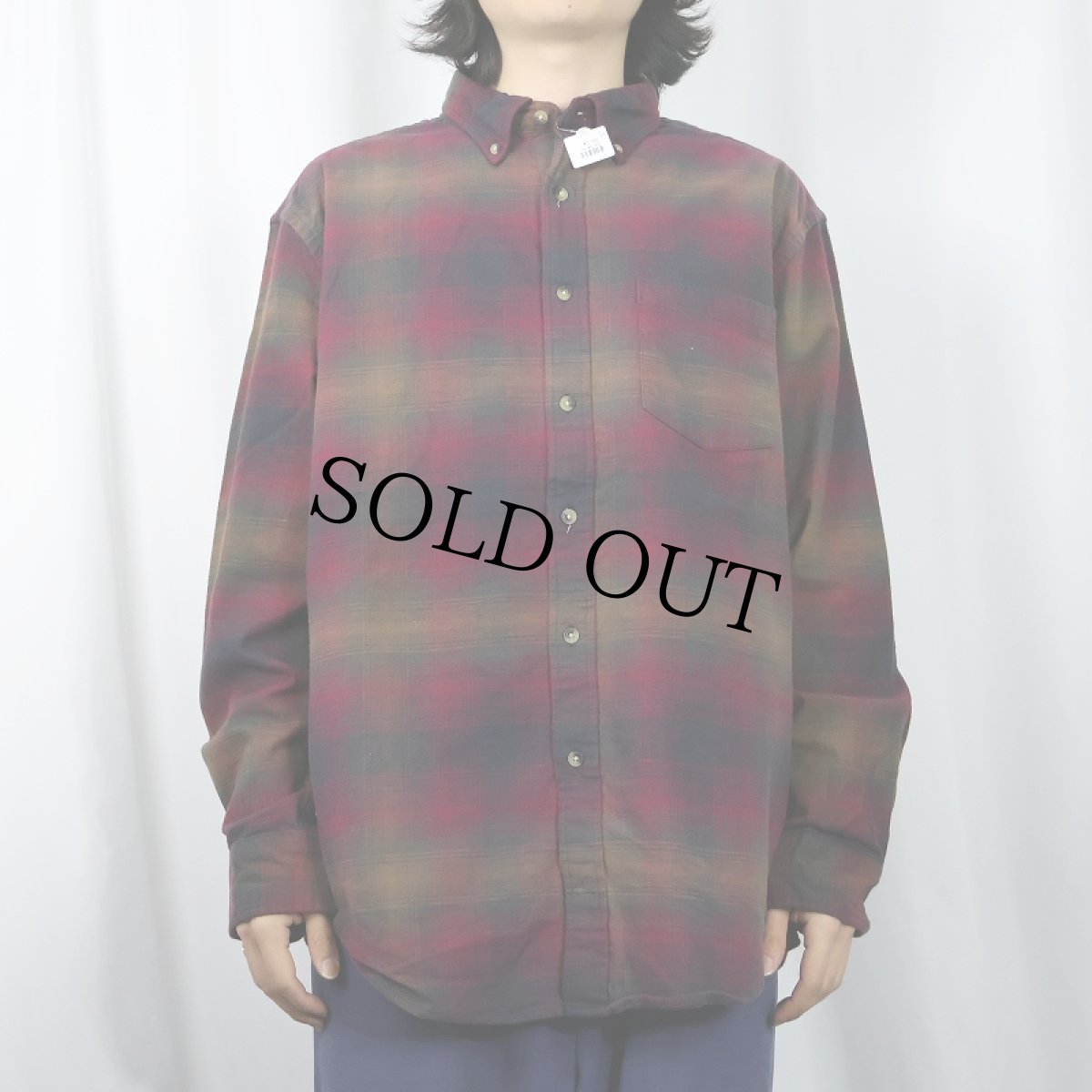 画像2: PENDLETON "MASON" オンブレーチェック柄 コットンボタンダウンシャツ L (2)