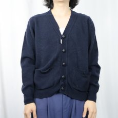 画像2: 80's PENDLETON Country Traditionals ウールニットカーディガン NAVY XL (2)
