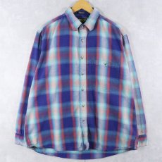 画像1: OSHKOSH B'GOSH USA製 オンブレーチェック柄 ヘビーネルシャツ XL (1)